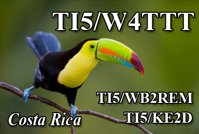Коста Рика TI5/W4TTT TI5/WB2REM TI5/KE2D TI5/WA8NJR QSL