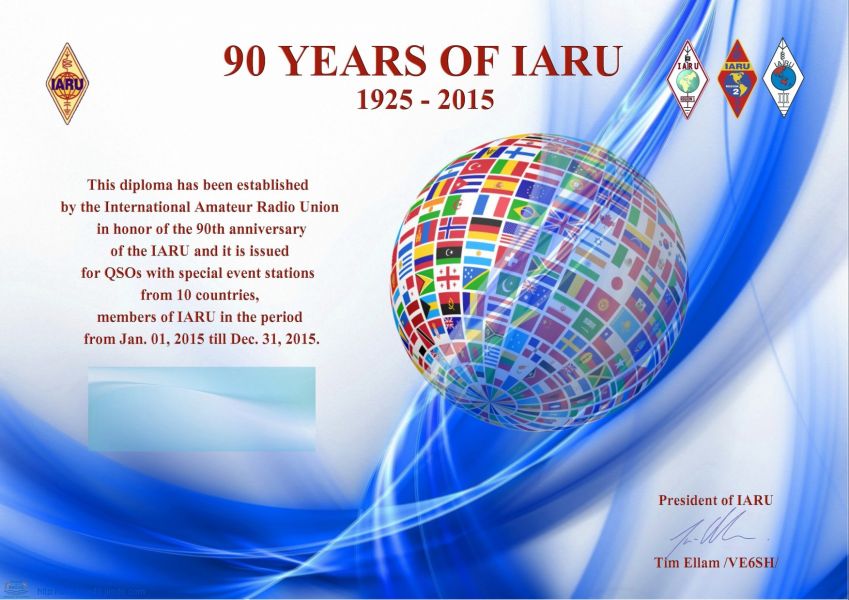 International Amateur Radio Union 90 Years Award