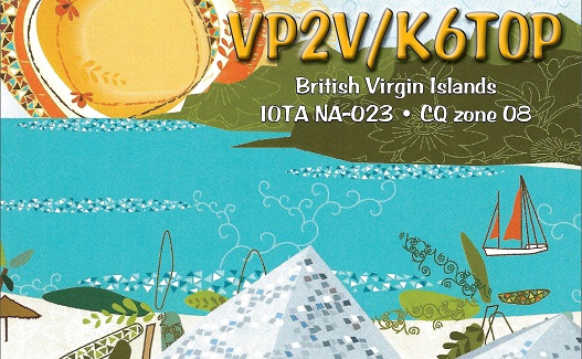 Остров Тортола VP2V/K6TOP Британские Виргинские острова QSL