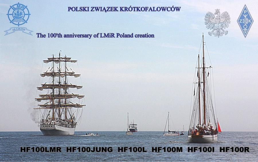 100 Years of the Polish Maritime and River League. Amateur Radio Award. HF100JUNG HF100LMR