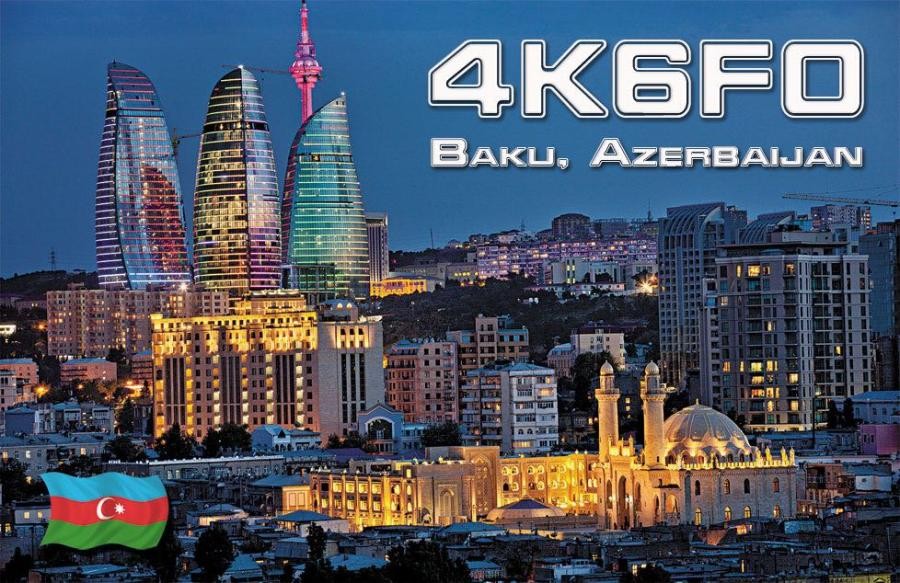 4K6FO Alim Mammadov, Baku, Azerbaijan. QSL Card.