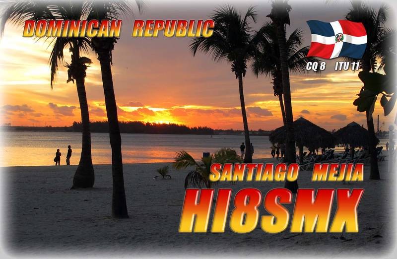 HI8SMX Santiago Mejia, Santo Domingo, Dominican Republic. QSL Card.