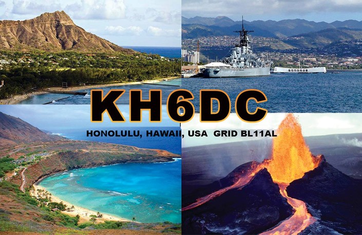 KH6DC Delwyn Ching, Mililani, Oahu Island, Hawaiian Islands. QSL Card.
