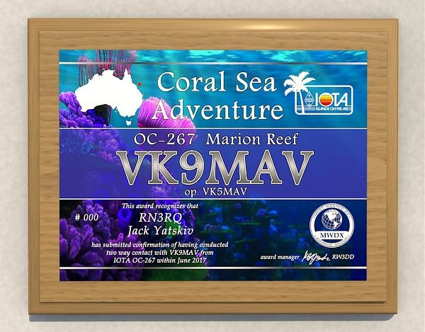 VK9MAV Marion Island Plaque
