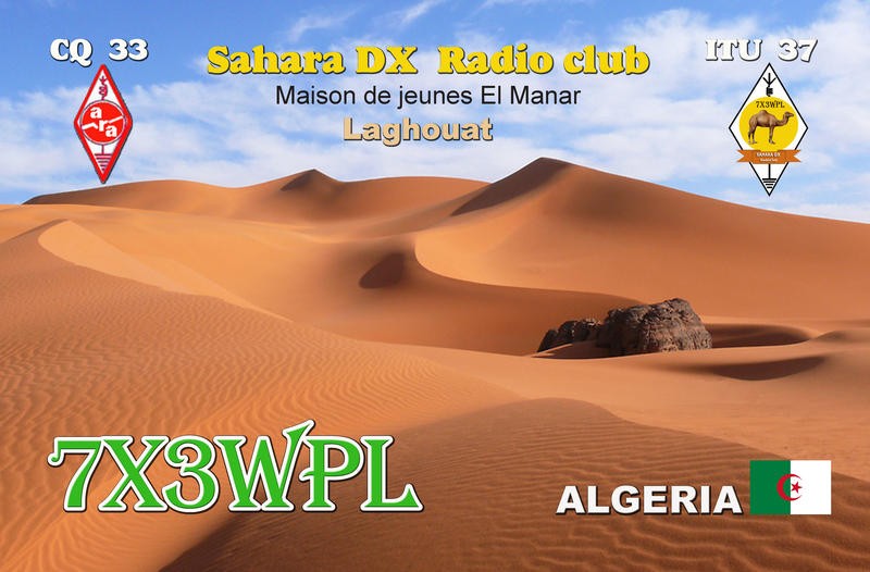 7X3WPL Sahara DX Amateur Radio Club, Laghouat, Algeria