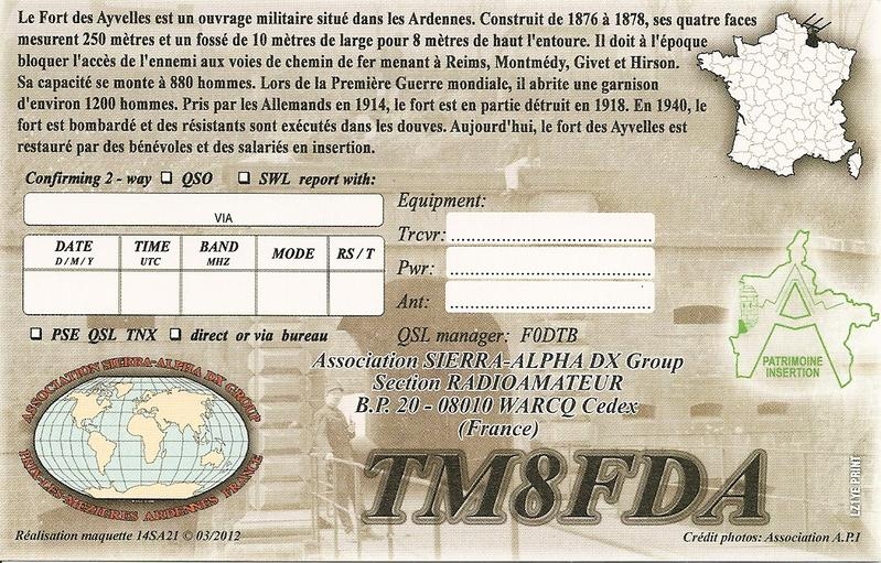 TM8SDA Le Fort des Ayvelles QSL