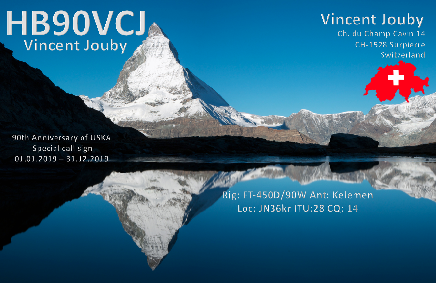 HB90VCJ Vincent Jouby, Surpierre, Switzerland. QSL Card.