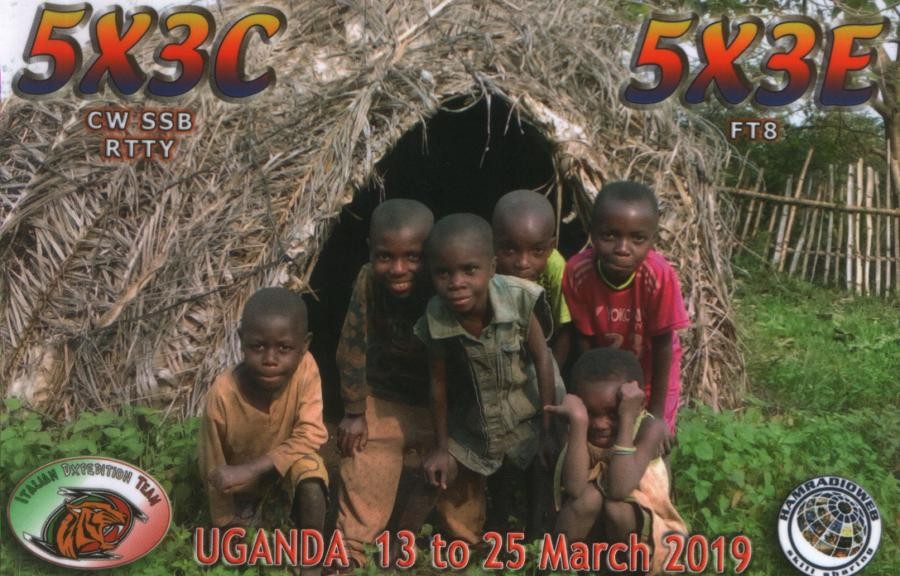 5X3C 5X3E Uganda DX Pedition QSL Card