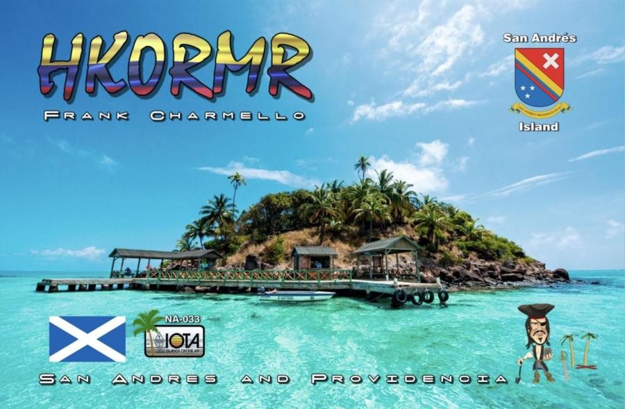 HK0RMR Frank Charmello Gonzales, Loma Perry Hill, San Andres Island QSL Card