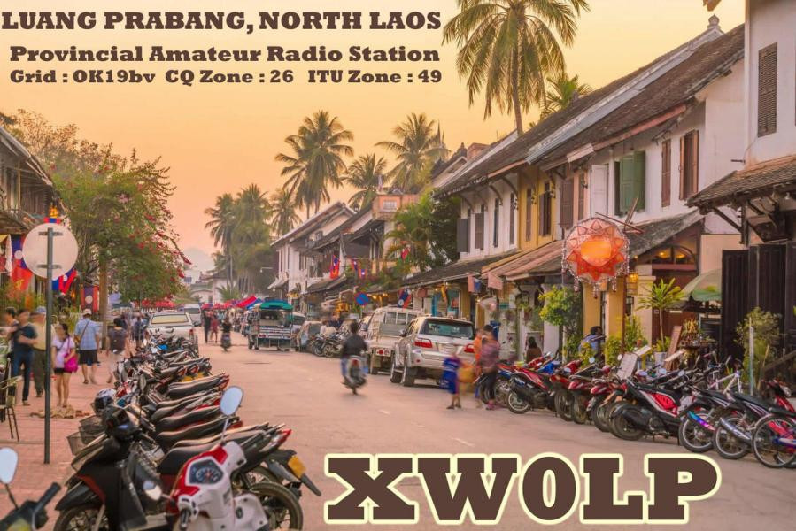 XW0LP Simon Luttrell, Luang Prabang, Laos QSL Card