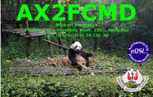 AX2FCMD Michael Brothwick, Stockton, Australia QSL Card