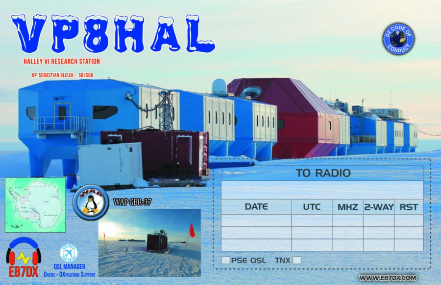 VP8HAL Halley VI Research Station Antarctica QSL Back