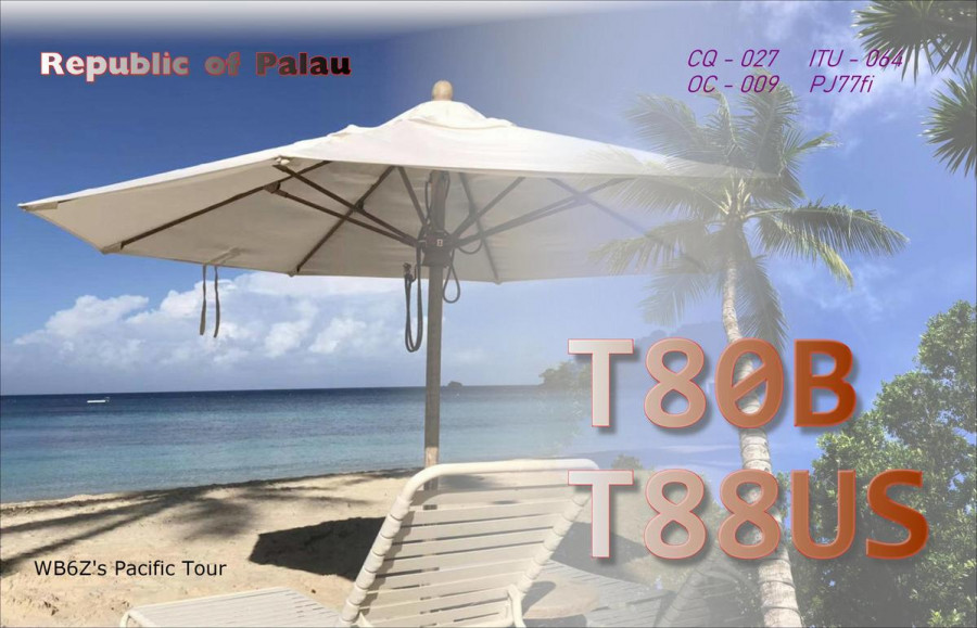 T80B Koror Island, Palau QSL Card