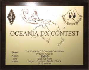 Oceania DX Contest Plaque