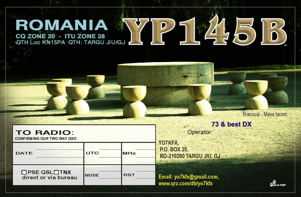 YP145B Targu Jiu, Romania QSL