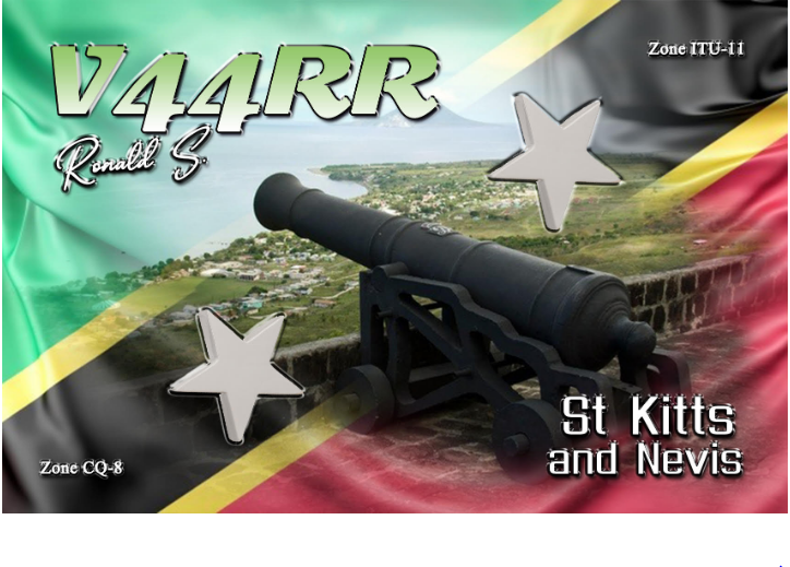 V44RR Saint Kitts and Nevis QSL Card