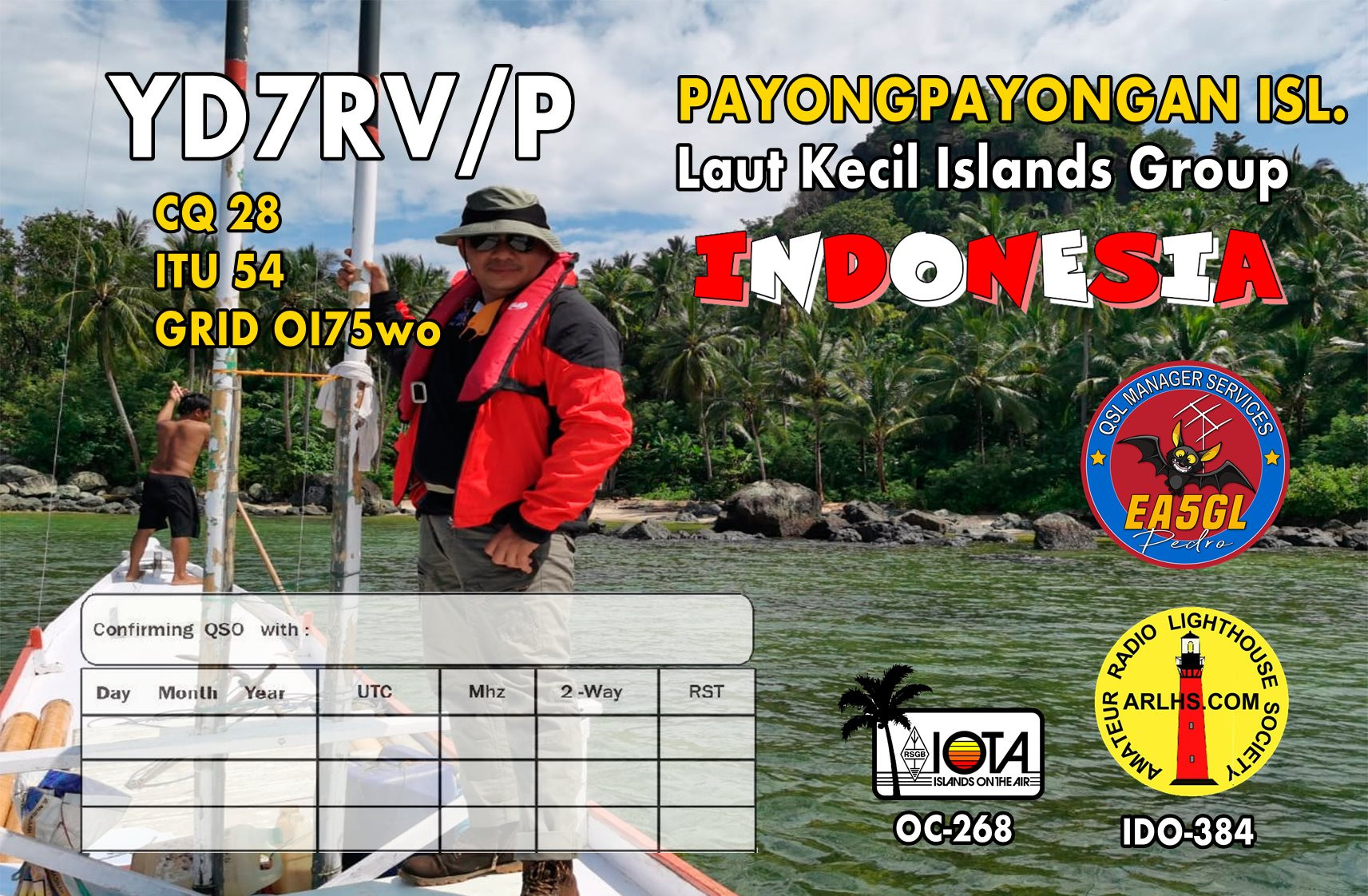 YD7RV/P Payongpayongan Island Laut Kecil Islands QSL 2