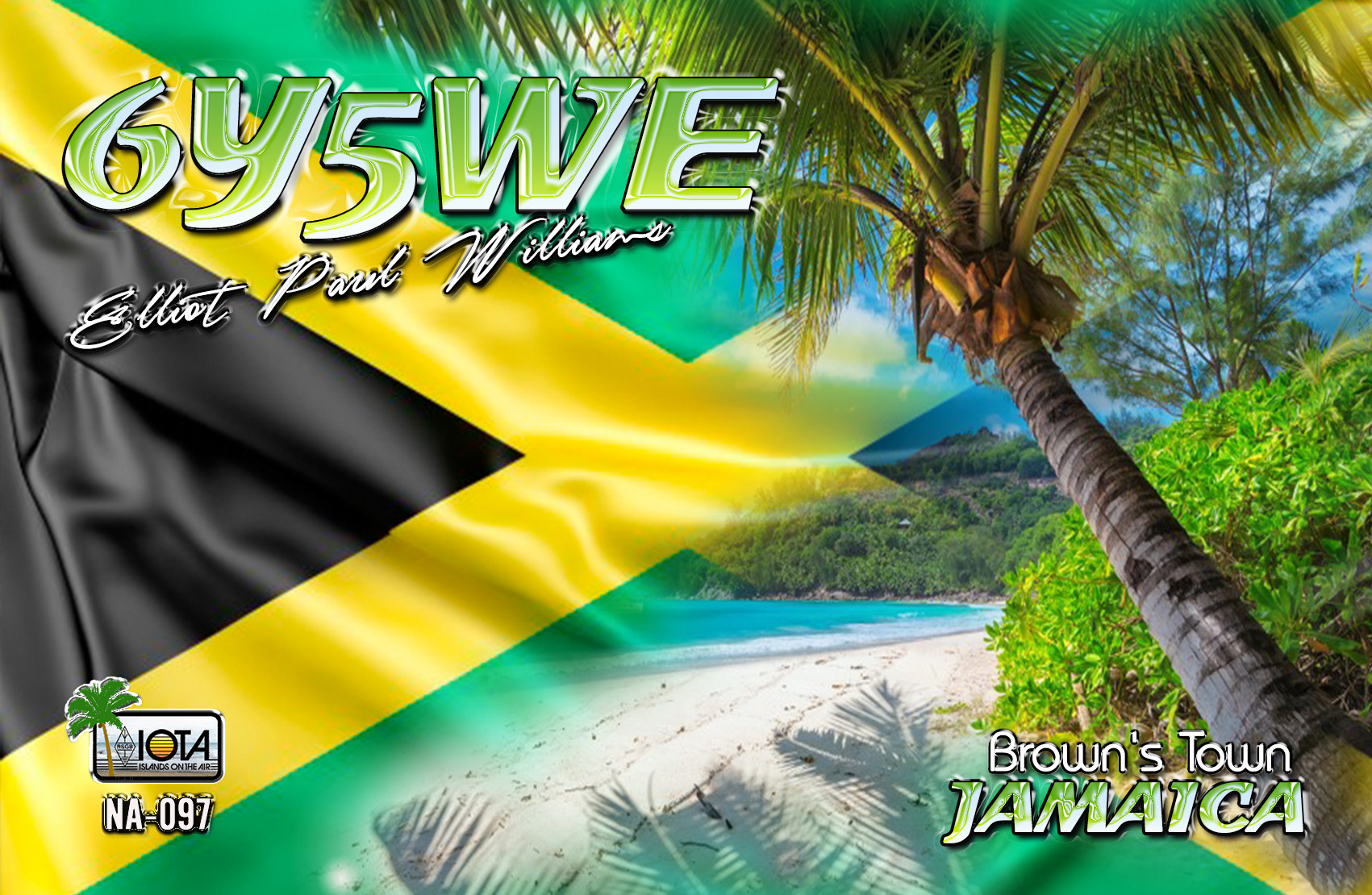 6Y5WE Jamaica QSL Card
