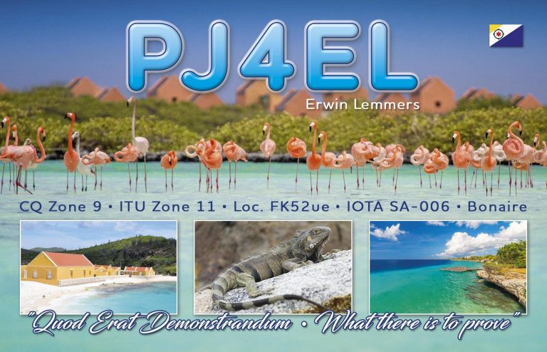 PJ4EL Bonaire Island QSL Card