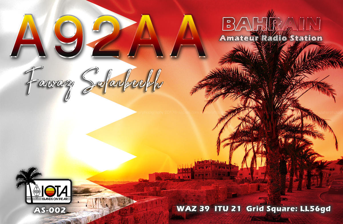 A92AA Bahrain QSL Card