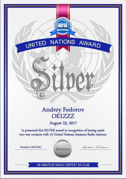 United Nations Amateur Radio Club Silver Award