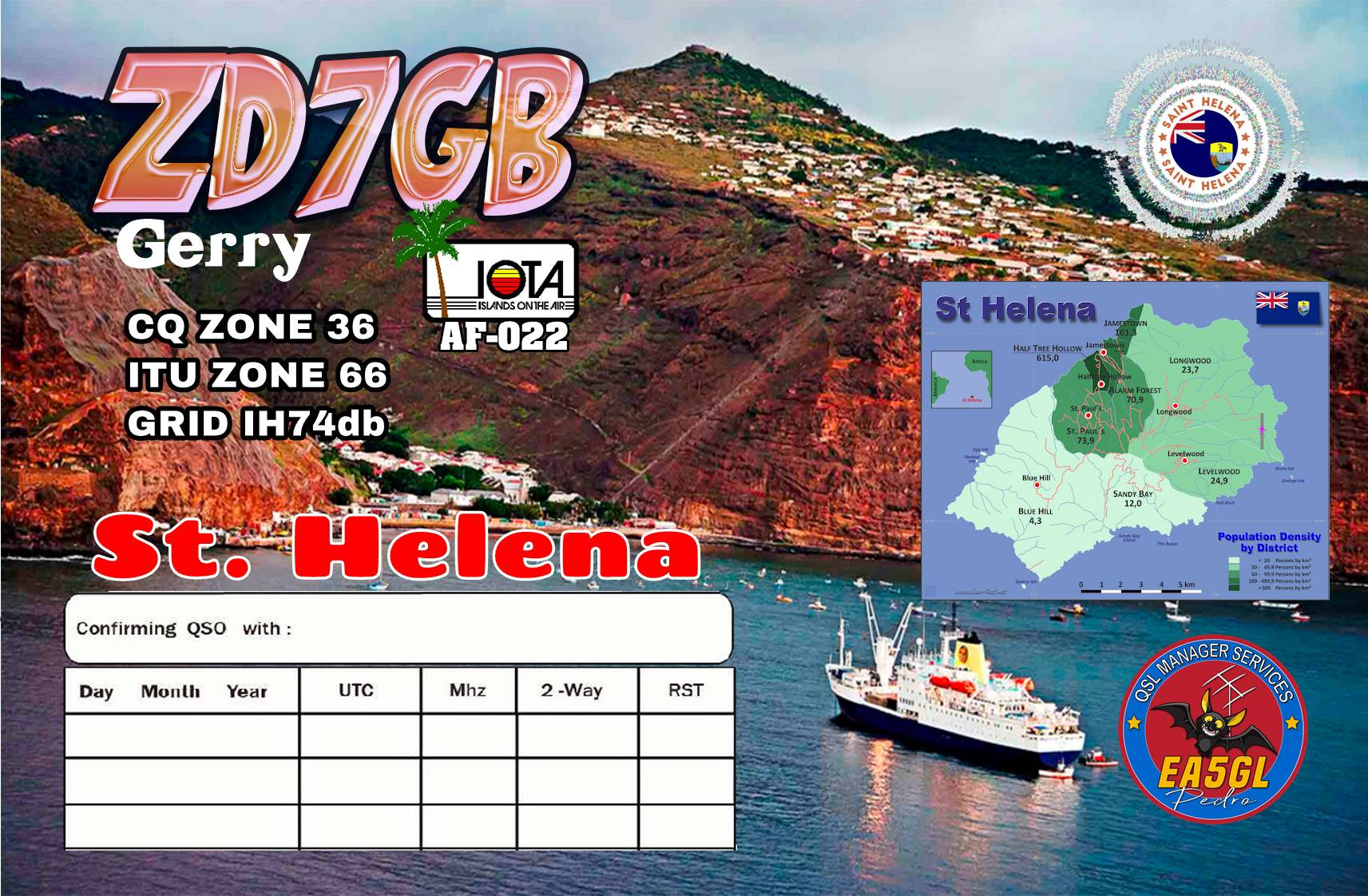 ZD7GB Saint Helena Island QSL 2