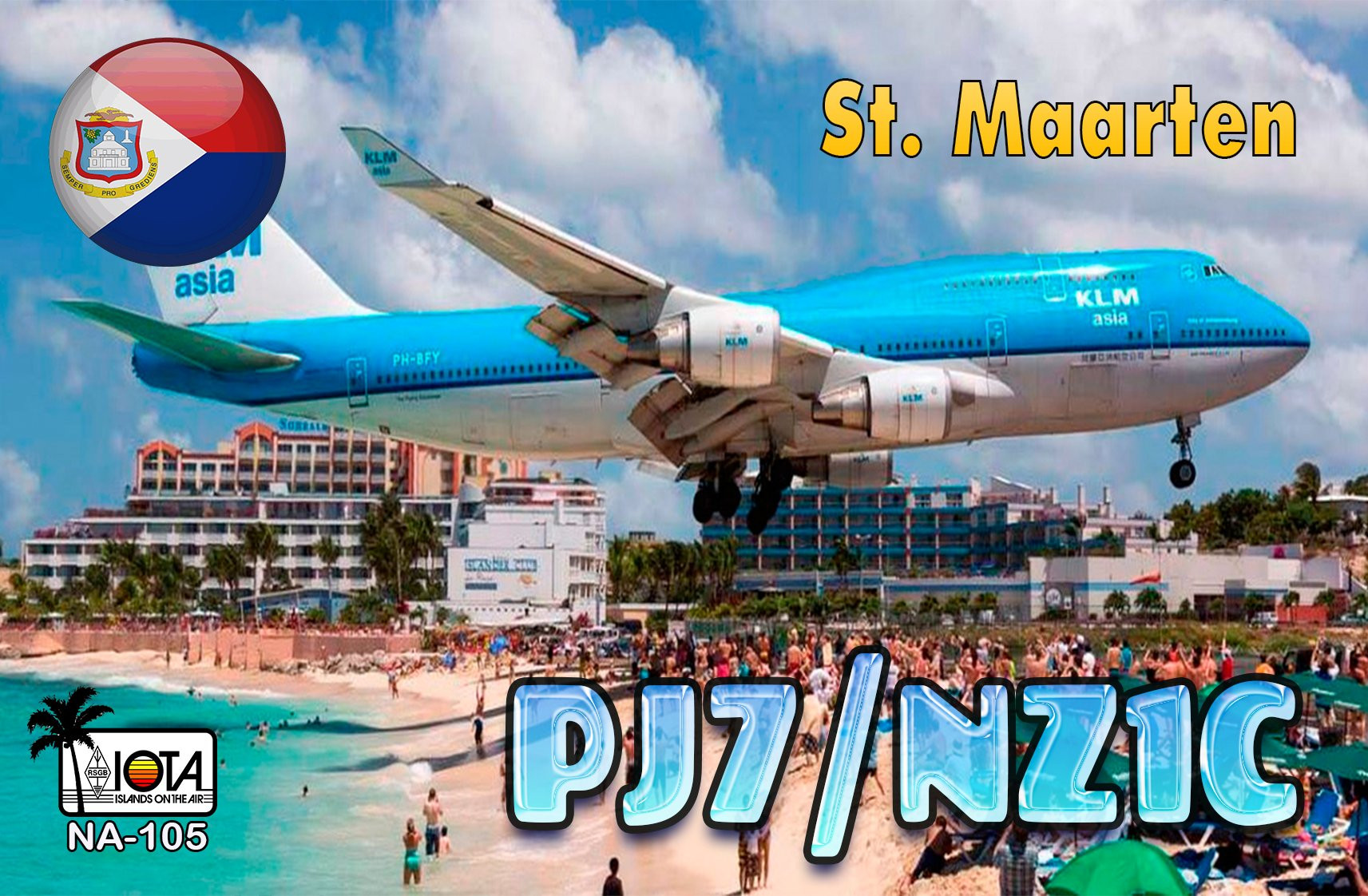 PJ7/NZ1C Sint Maarten QSL Card