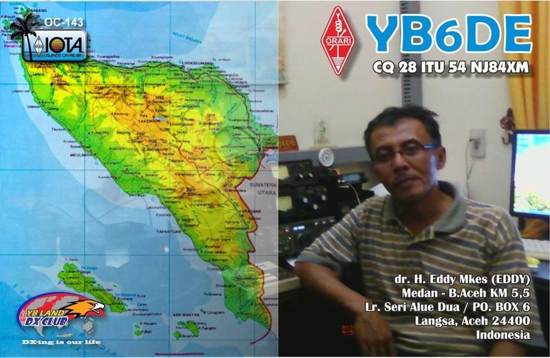 YB6DE Langsa Sumatra Island Indonesia QSL