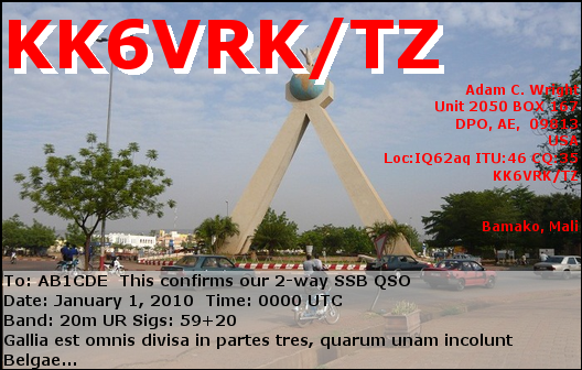 TZ/KK6VRK Bamako, Mali QSL Card