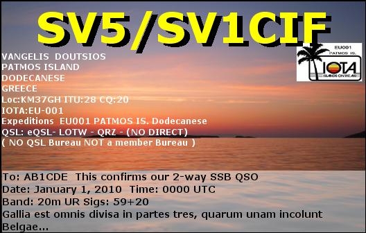 SV5/SV1CIF Patmos Island DX News