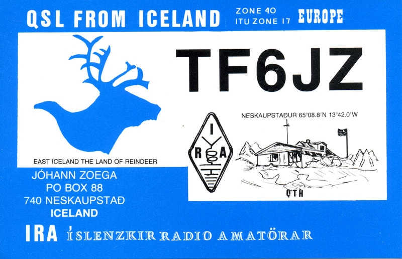 TF6JZ Neuskaupstadur Iceland QSL