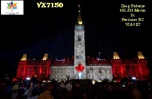 VX7150 Doug Pichette, QSL Canada 150 years