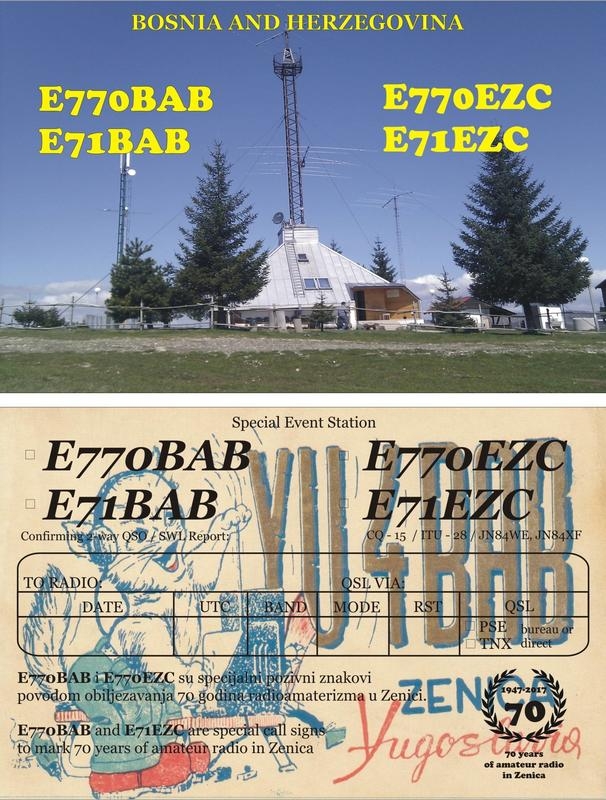 E770BAB Radio Club Zenica Bosnia and Herzogovina