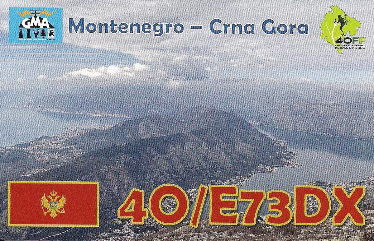 4O/E73DX Montenegro QSL Card