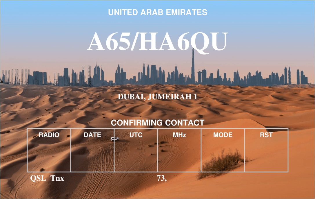 A65/HA6QU Dubai, United Arab Emirates