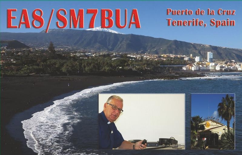 EA8/SM7BUA Mats Gunnarsson, Puerto de la Cruz, Tenerife Island, Canary Islands. QSL.