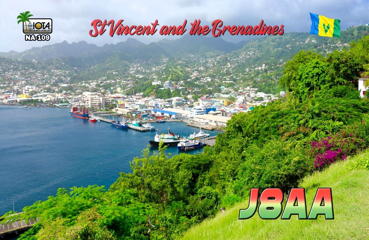 J8AA Saint Vincent Island QSL Card