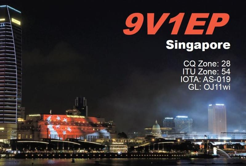 9V1EP Singapore QSL Card 9V1EP Singapore QSL Card