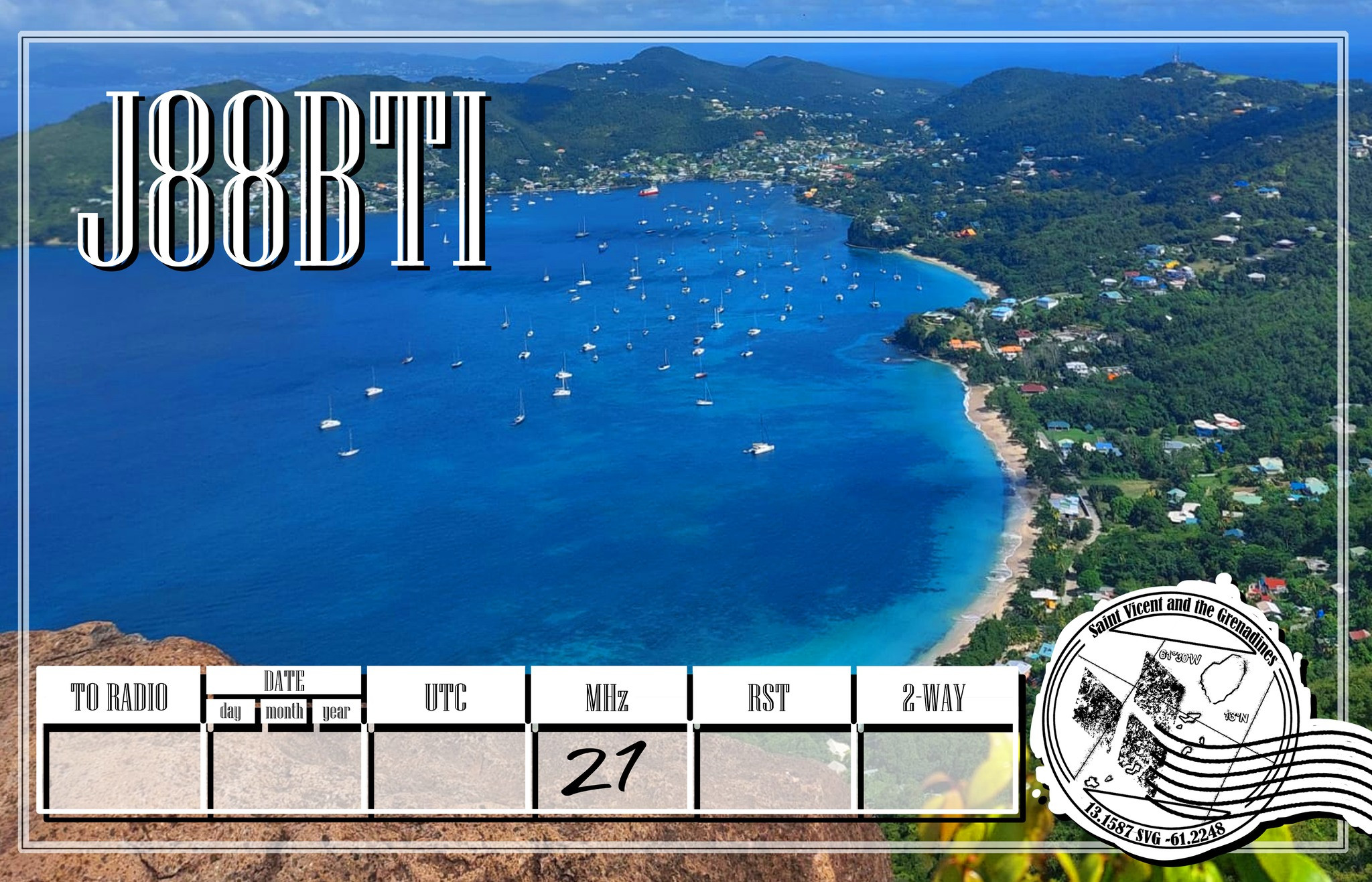 J88BTI Saint Vincent QSL Card