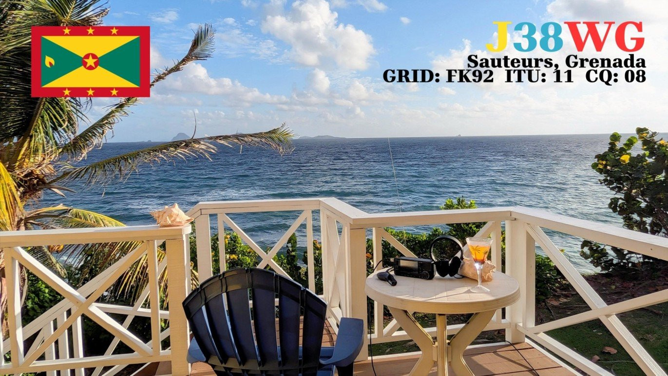 J38WG Grenada Island QSL Card
