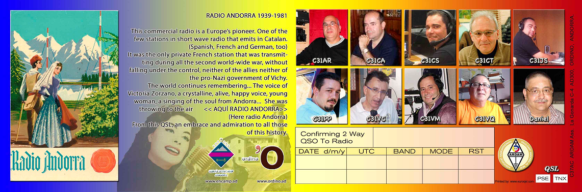 C37AC Andorra la Vella, Andorra. Amateur Radio Club Station QSL.