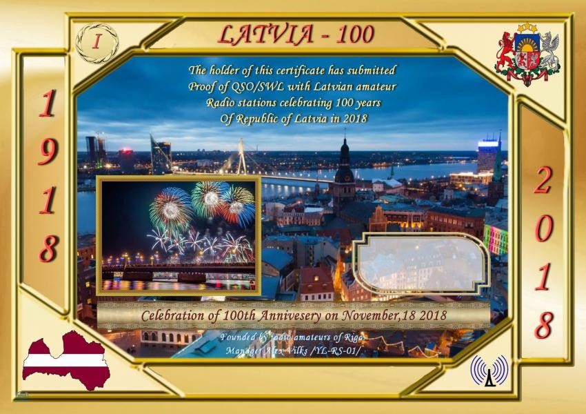 Latvia 100 Amateur Radio Award