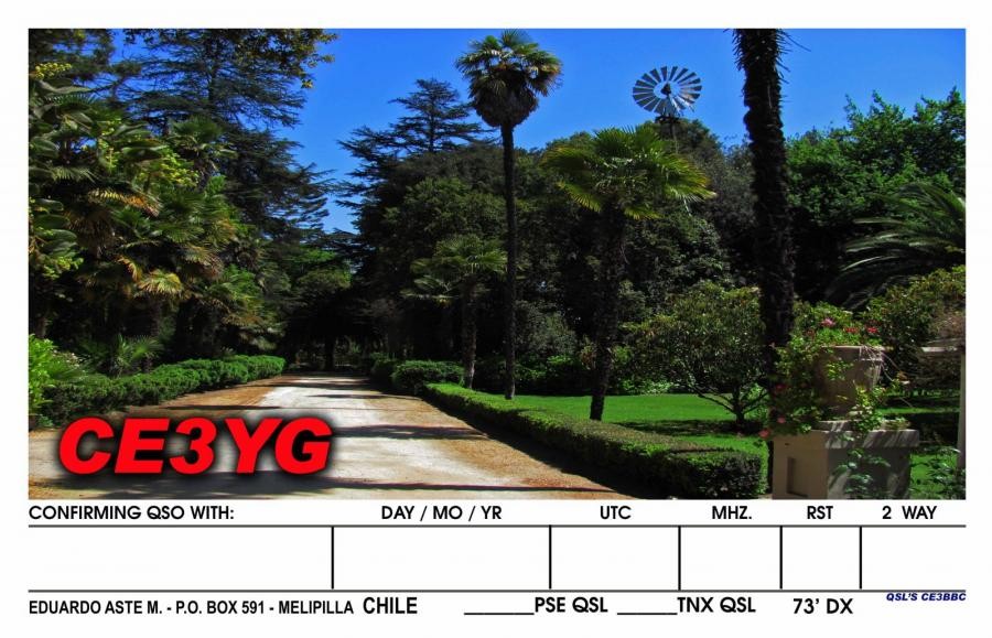 CE3YG Meipilla Chile. QSL