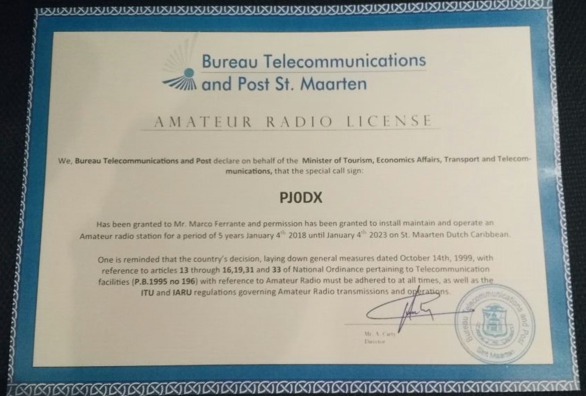 PJ0DX Beacon Hill, Sint Maarten. Amateur Radio License. Sint Maarten Contest Club