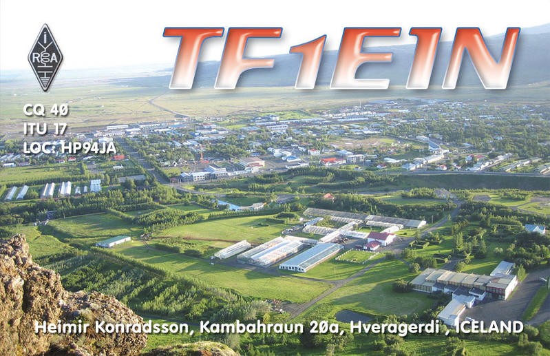 TF1EIN Heimir Konradsson, Hveragerdi, Iceland. QSL Card.