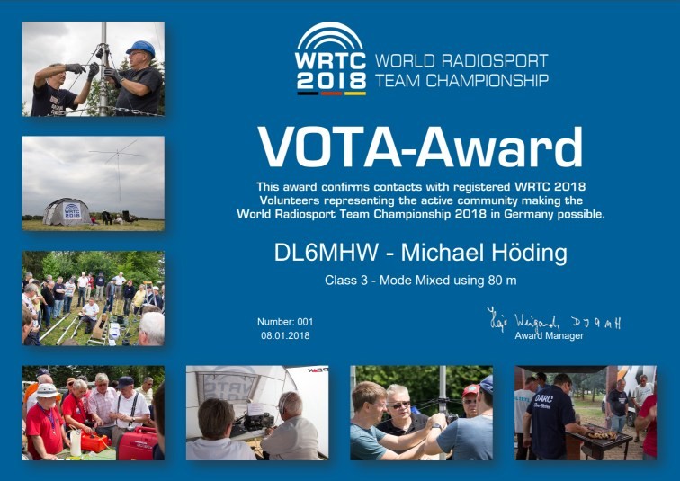 WRTC 2018 VOTA Award