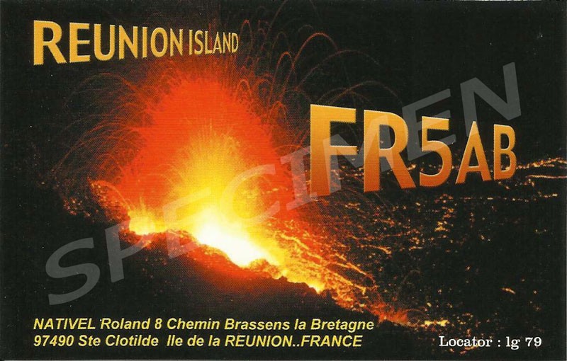 FR5AB Roland Nativel, La Bretagne, Sainte Clotilde, Reunion Island. QSL Card.