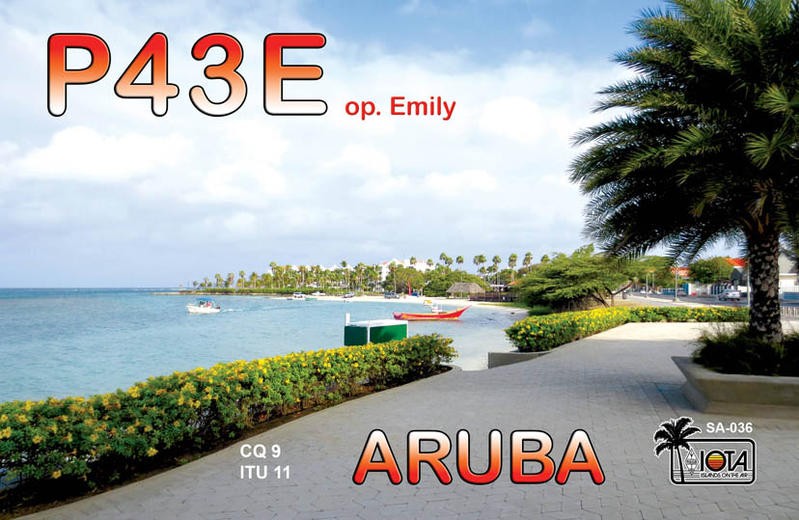 P43E Emily Thiel, Oranjestad, Aruba. QSL.