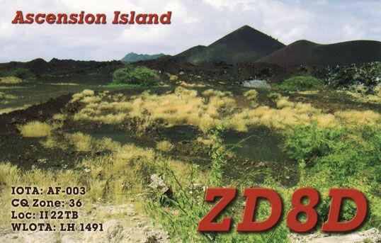 Остров Вознесения ZD8D QSL  Остров Вознесения ZD8D QSL