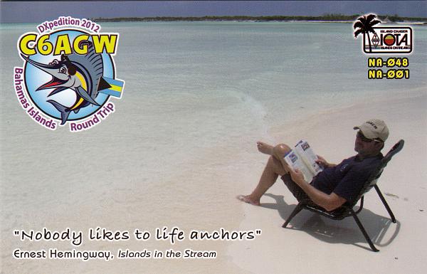 Bahama Islands C6AGW QSL Bahama Islands C6AGW QSL